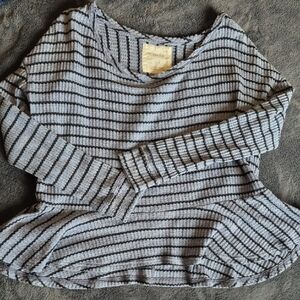 We The Free Textured Knit Top in Gray and Black